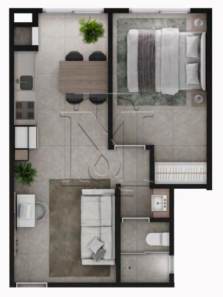 Planta 07 - 1 dorm 40,43m