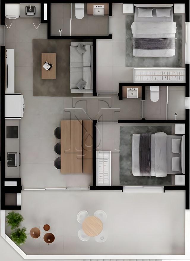 Planta 32 - 2 dorm 83,23m - garden