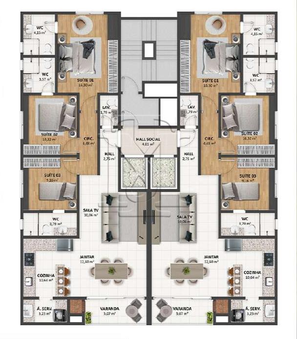Planta 01 - 3 dorm 112,25m