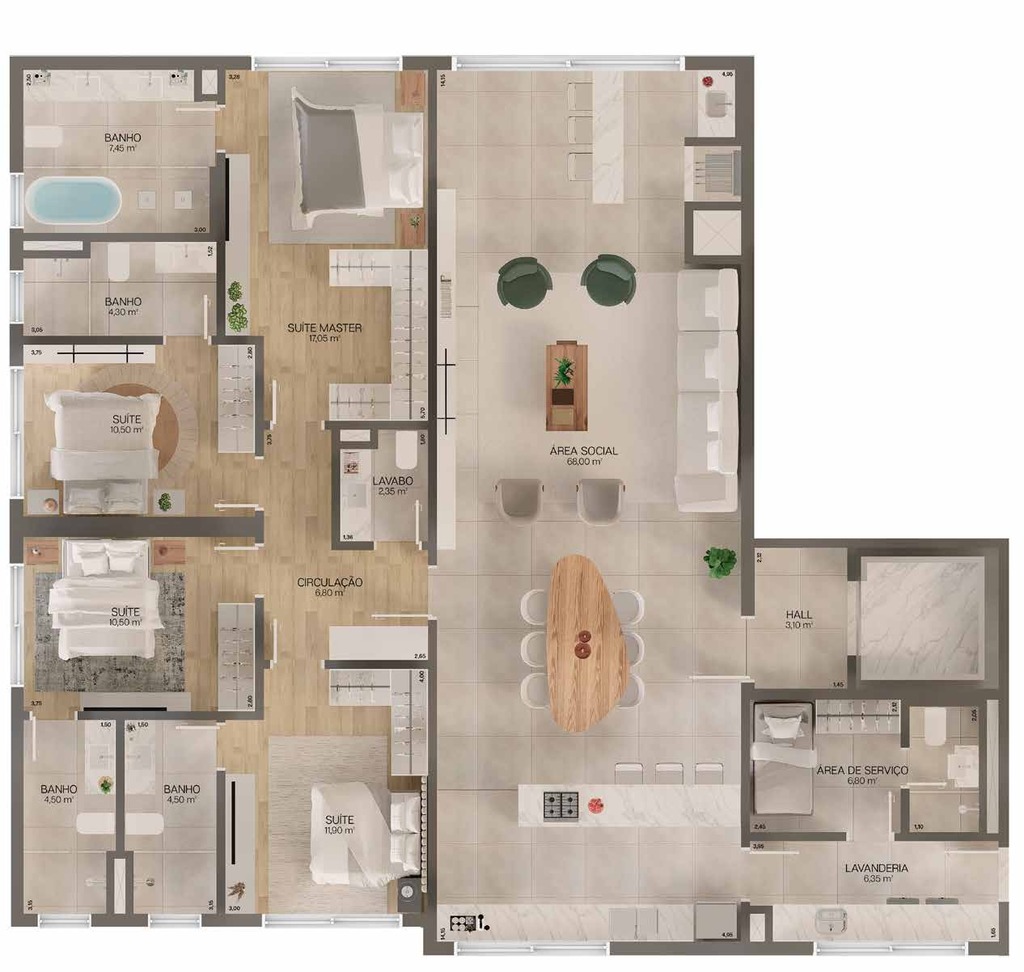 Planta 02 - 4 dorm 199m