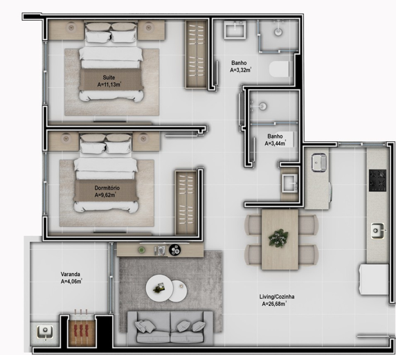 Planta 08 - 2 dorm 66 96m