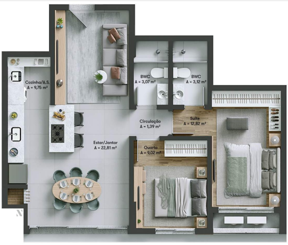 Planta 11 - 2 dorm 74 02m